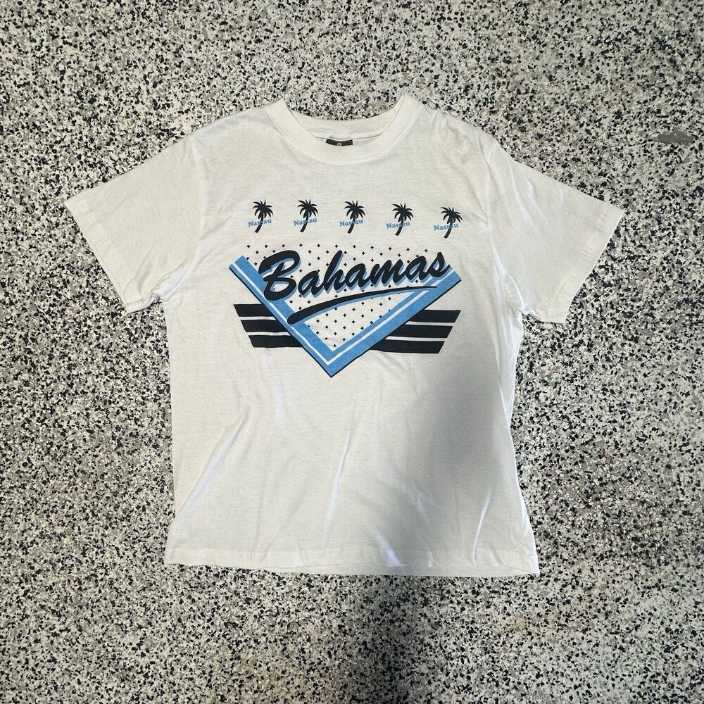 Love Bahamas Nassau T-Shirt Mens Large White Vacation Tourist Palm Tree